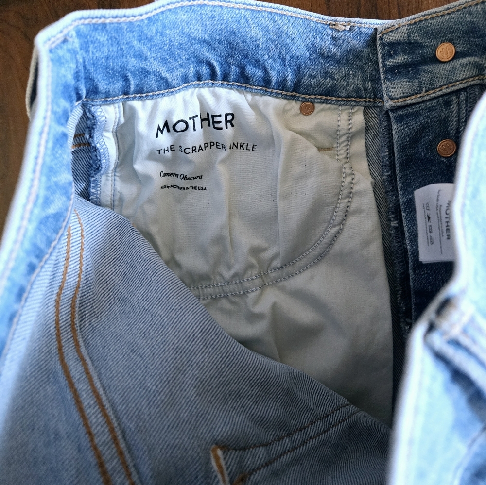 Mother The Scrapper Ankle Button Fly High Rise Stretch Straight Leg Jeans Sz 26 - Picture 13 of 16